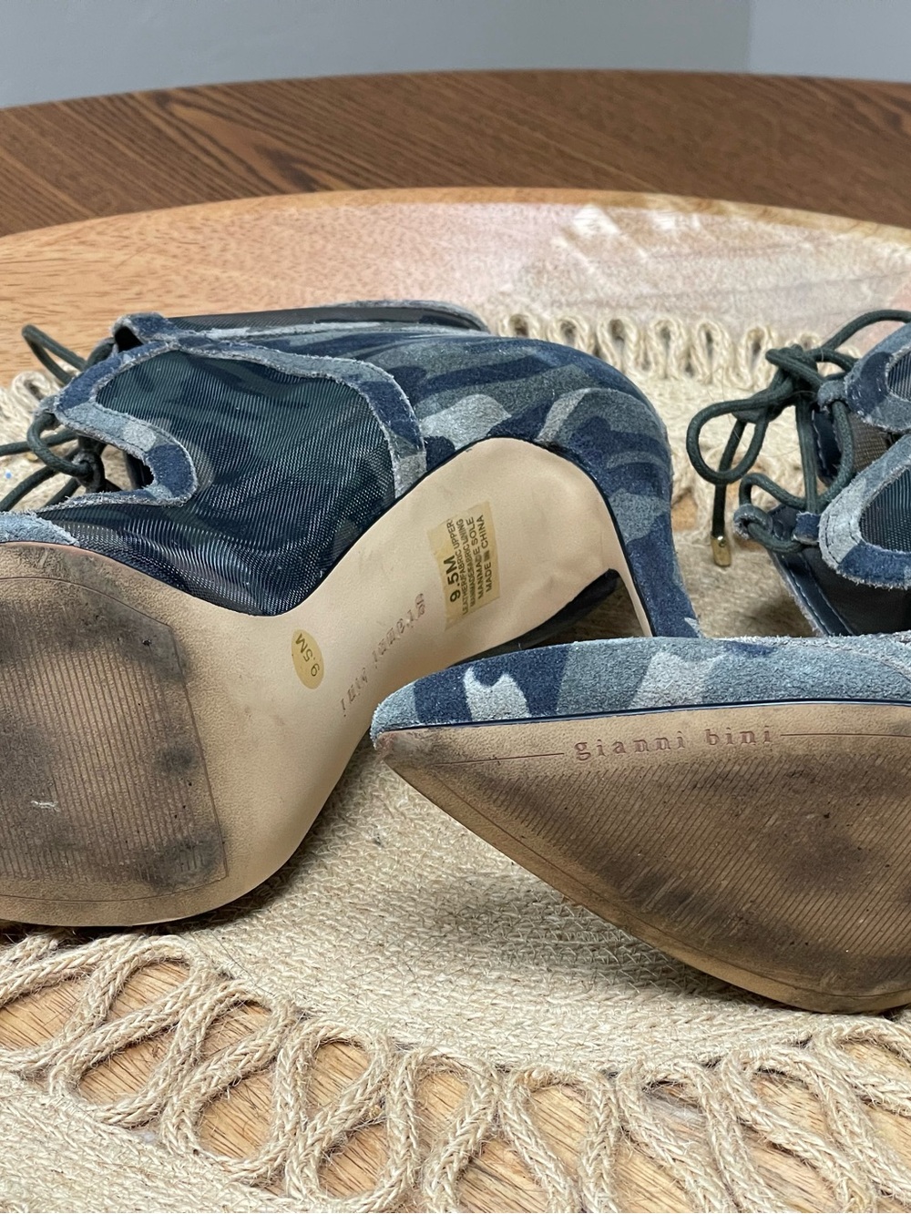 Gianni Bini Camouflage Pointed-Toe Lace-Up Stiletto Heels - Olive/Black/Gray - Picture 4 of 5